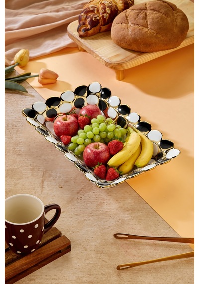 Cooker 30 Cm Porselen Dikdörtgen Sunumluk Dekoratif Kase Ckr3838