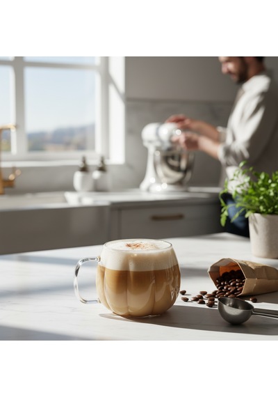 6 Adet 450 Ml Balkabağı Tasarımlı Borosilikat Kulplu Cam Kahve & Çay Fincanı Şeffaf
