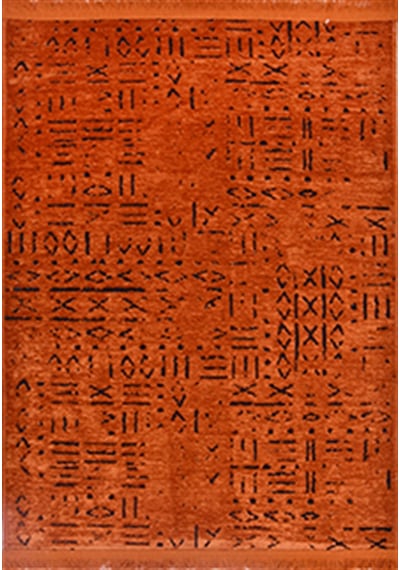 Çam Halı Crea Decolux Vena 8010 Kiremit Özel Kaymaz Tabanlı Pamuk Dokuma Kilim - 80x150