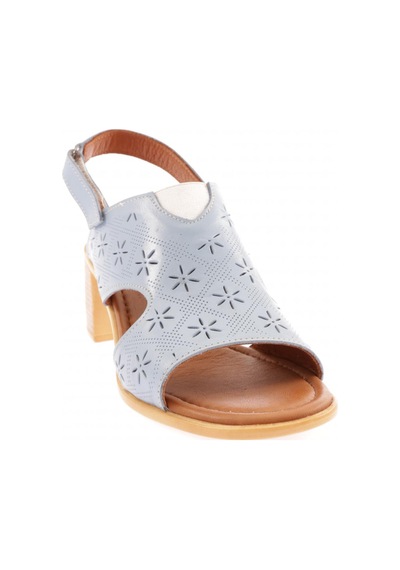 Dgn 3300 Kadin Lazer Detayli Cirtli Topuklu Sandalet Bebe Mavi