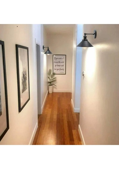 Riolight Retro,vintage, Siyah Mafsallı 1xe27 Hol,kolidor İçin Met Siyah