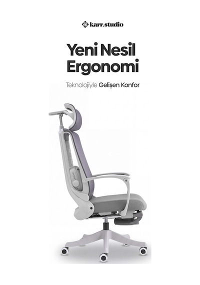 Yatomi Masajlı Ergonomik Çalışma Sandalyesi - Gri