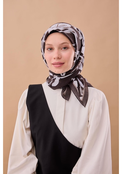 Silk Home Olinda İpek Eşarp 47003-03 Soluk Siyah, Gri, Füme, Gümüş, Beyaz