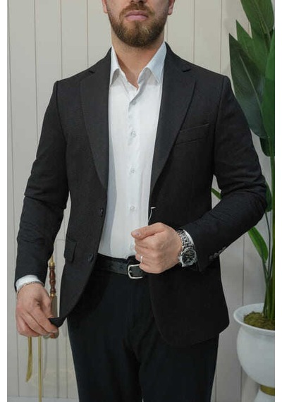 Bys Beystil Sivri Yaka Siyah Ceket 53293 - Slim Fit