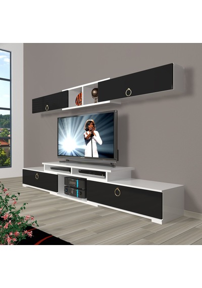 Decoraktiv Flex 5130 Mdf Gold Tv Ünitesi Tv Sehpası Beyaz - Siyah
