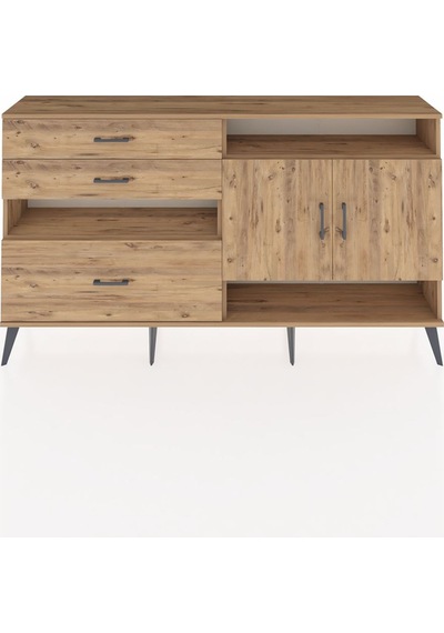 Arges Konsol 4 Raflı 3 Çekmeceli 2 Kapaklı 176x30x99 Çam-çam Çam-çam