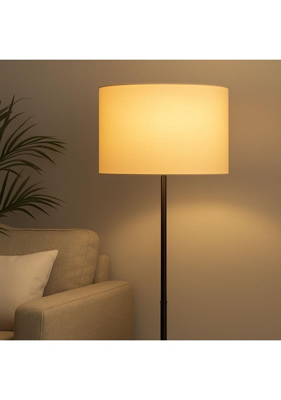 40 Cm Silindir Lambader Başlığı, Abajur Başlığı, Sarkıt Avize Başlığı Krem 40cmx25cm Diğer