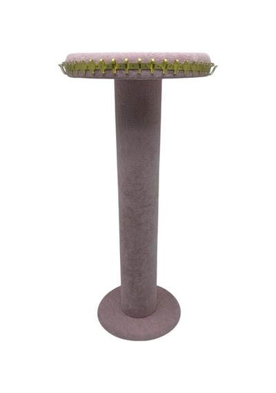 Süet Kumaş Pembe Renk 35 Cm Yuvarlak Model Kolye-tesbih-bileklik Standı