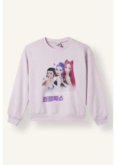Defacto Kpop Demon Hunters Baskılı Relax Fit Bisiklet Yaka Sweatshirt Kız Çocuk I3551a826aupn424 Pembe-pn424