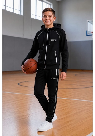 Pina Kids Erkek Çocuk Atheletic Reglan Kol Kapüşonlu Düz Paça Dalgıç Kumaş Eşofman Takımı Esf7019 siyah Pina Kids Erkek Çocuk Atheletic Reglan Kol Kapüşonlu Düz Paça Dalgıç Kumaş Eşofman Takımı Esf7019 siyah