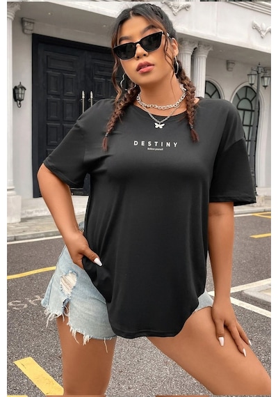 Unisex Destiny Baskılı T-shirt Siyah