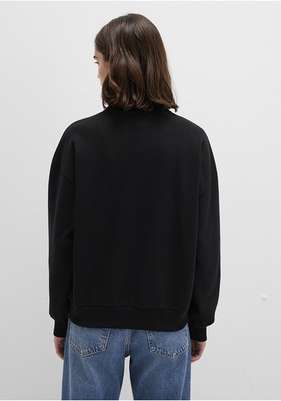 Mavi - Mavi Logo Baskılı Yarı Fermuarlı Siyah Sweatshirt 1s10179-900 Siyah