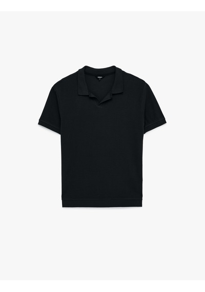 Koton Regular Fit Kısa Kollu Pamuklu Fitilli Polo Yaka Tişört Siyah 6sam10069mk