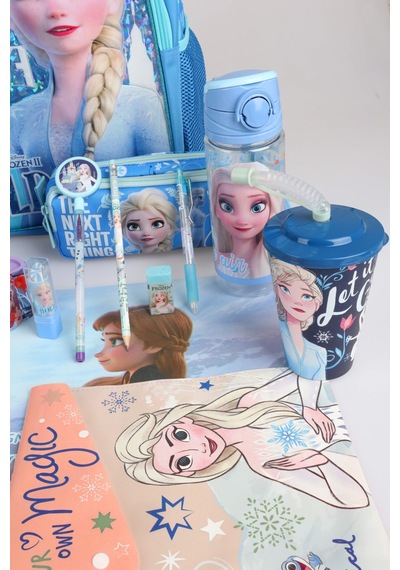 X Dekomus Lisanslı "ıce Queen Collection" Elsa Frozen Full Kırtasiye Seti Okul,kalem Ve Beslenme Çantası,beslenme Kabı,500 Ml Matara Seti Altın