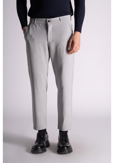 Braccas Beli Yarım Lastikli Slim Fit Chino Crop Pantalon Gri Gri