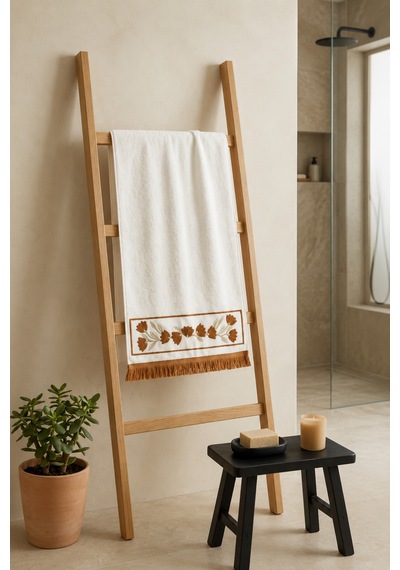 Havlu 50 Cm X 90 Cm - 100% Pamuk - Nakışlı Beyaz