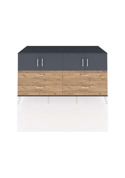 Kronos Konsol 2 Raflı 4 Çekmeceli 4 Kapaklı 176x59x99 Antrasit-an Antrasit-antrasit/çam