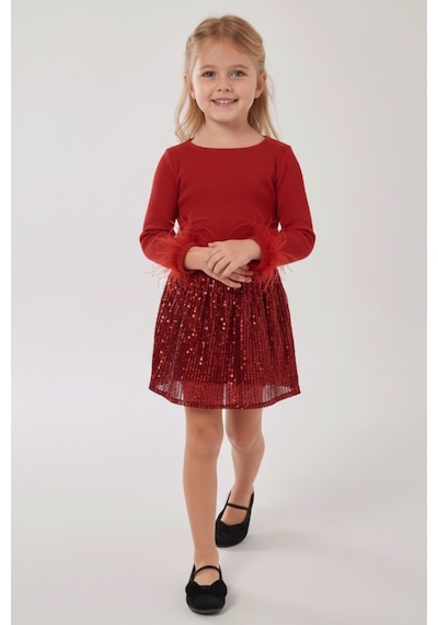 My Kids Wear Kız Çocuk Bayramlık Payet Etekli Takım 12536 Bej - Ekru
