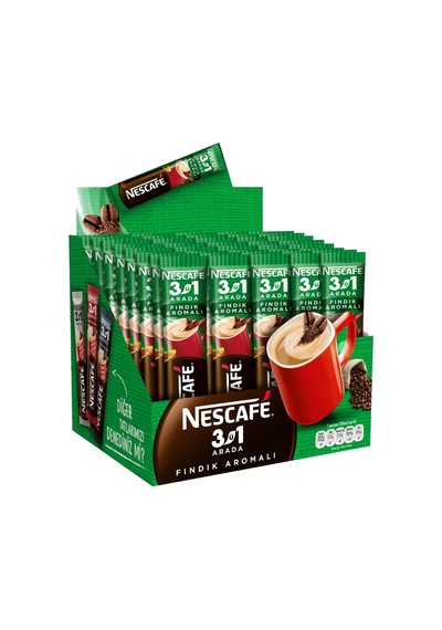 Nescafe 3in1 Kahve 48x17g Fındıklı - Yumuşak İçimli Pratik Kahve 2'li Ekonomik Paket - 2 Adet Tarı Çözünebilir
