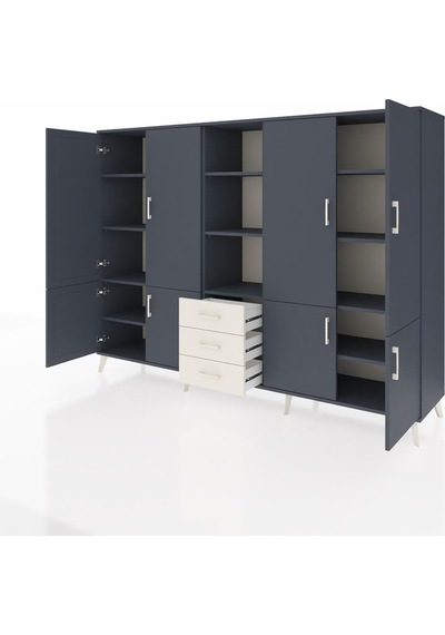Hyperion Dolap 11 Raflı 3 Çekmeceli 8 Kapaklı 220x44x163 Antrasit Antrasit-antrasit/aytaşı Hyperion Dolap 11 Raflı 3 Çekmeceli 8 Kapaklı 220x44x163 Antrasit Antrasit-antrasit/aytaşı