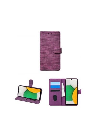 Samsung Galaxy Uyumlu   S10 Kılıfı Cüzdanspor Kumaş Kart Ve Bloknot Bölmeli Kılıf + Ekran Koruyucu mor