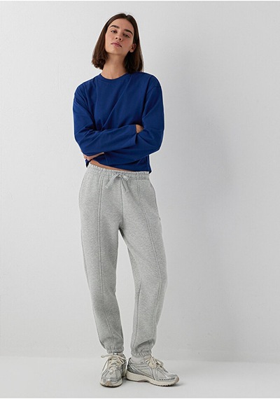 Kadın M1023291-32175 Örme Pantolon Grey Melange Gri Mavi