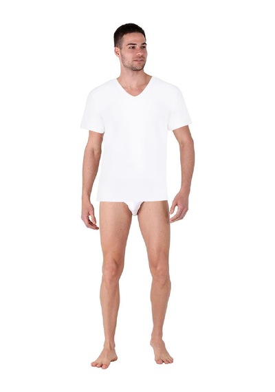Thermoform Bambu Erkek V Yaka Tişört Kısa Kollu Fanila Atlet Ve Slip Külot Seti Beyaz Çok Renkli