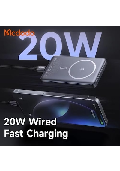 Mc-4651 10000mah 20w Metal Ultra İnce Manyetik Kablosuz Powerbank - Siyah