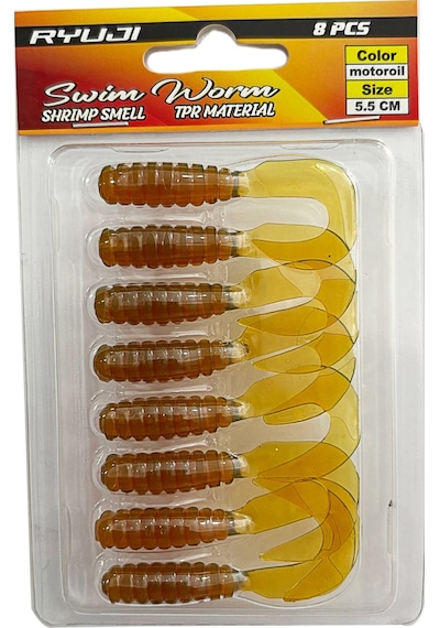 Ryuji Swim Worm 5.5cm 8 Adet Lrf Silikon Yem Motor Oil