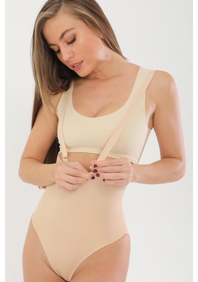 Fit Women Lazer Kesim Askılı Slip Korse Ten