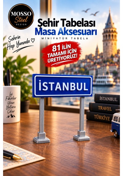 Minyatür Şehir Tabelası Dekorarif Masa Aksesuarı