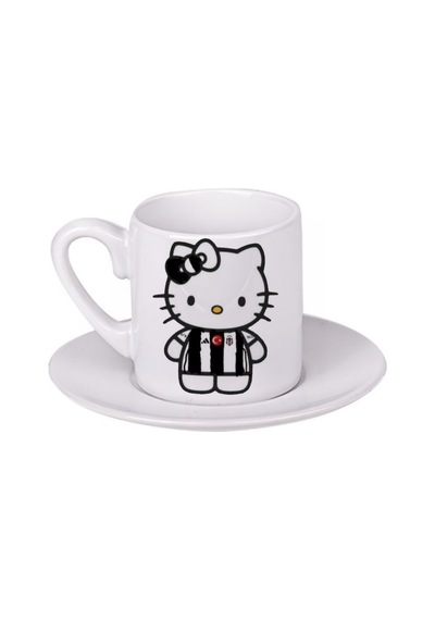Beşiktaş Hello Kitty Türk Kahvesi Fincanı Beyaz