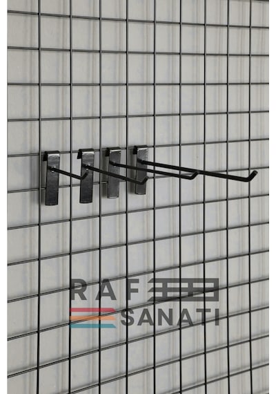 Siyah Tel Pano Kancası 30 Cm - Askı Kanca Raf Askısı Raf Aksesuar Tel Askı Çorap Kancası 10 Adet