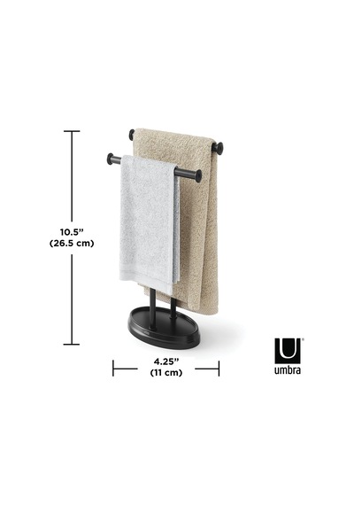 Palm Lavabo İçin Havlu Askısı, Serbest Duran Havlu Askısı, İki Kollu Metal Takı Koyma Yeri İle, Siyah, Standart Boyut Cok Renkli