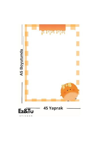 Turuncu Civciv Temalı A5 Not Defteri 45 Yaprak Cute Serisi Çok Renkli