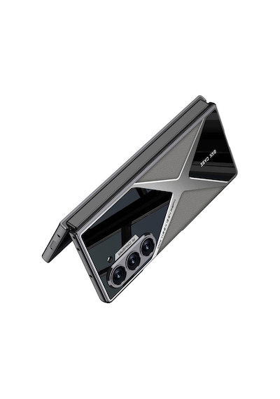 Zore Galaxy Uyumlu Z Fold 6 Kılıf Ultra İnce Kamera Korumalı Pc + Deri Arka Yüzey X-pro Siyah