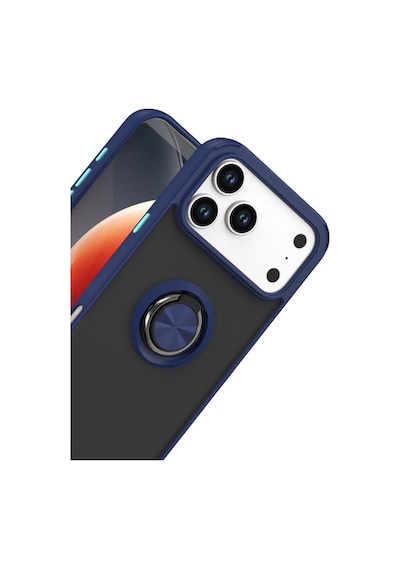 Apple iPhone  Uyumlu  17 Pro Max Montreal Yüzüklü Silikon Kapak - Lacivert Çok Renkli