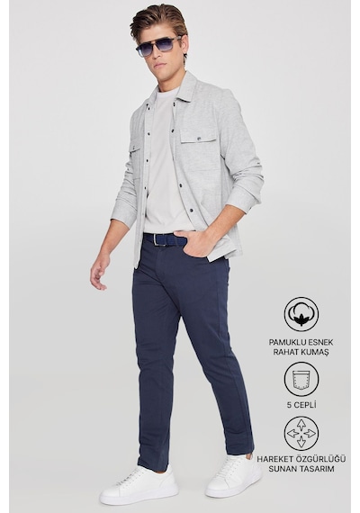 Ac&Co / Altınyıldız Classics Slim Fit Dar Kesim Pamuklu Esnek Chino Erkek Pantolon - Lacivert