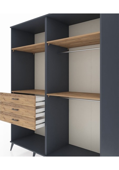 Kronos Gardrop 4 Raflı 3 Çekmeceli 2 Askılı 176x59x221 Antrasit-çam Çam Kronos Gardrop 4 Raflı 3 Çekmeceli 2 Askılı 176x59x221 Antrasit-çam Çam