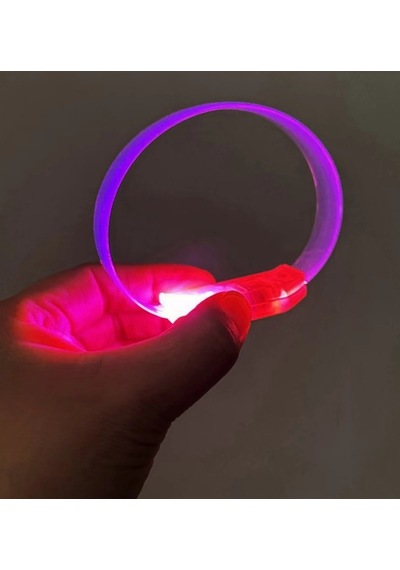 Mey İthalat 3 Modlu Pilli Led Işıklı Esnek Parti Bilekliği Pembe