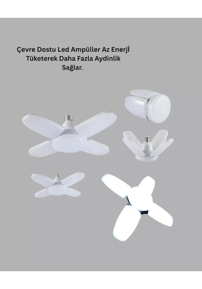 Tasarruflu Pervane Led Ampül 4 Kollu 60 Watt Geniş Alan Aydınlatma Çok Renkli