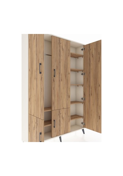 Arges Dolap 7 Raflı 5 Kapaklı Tek Askılı 132x30x195 Aytaşı-çam/çam Atlas Çam/atlas Çam