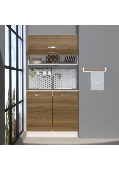 Decoraktiv Mini 90y Mdf Hazır Mutfak Dolabı - Tezgah Dahil - Naturel Pera Meşe