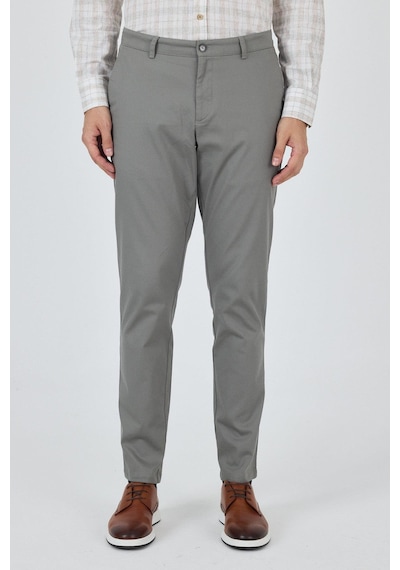İmza Füme Gabardin Yan Cep Düz Paça Comfort Fit Pamuklu Casual Chino Pantolon 1003250121 Füme