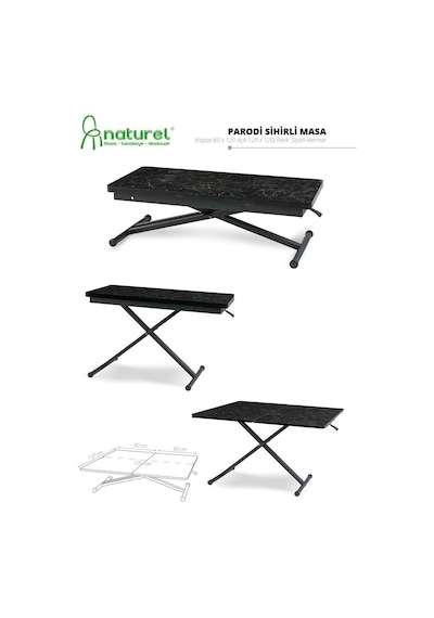 Hc Naturell Masa & Sandalye & Aksesuar Parodi Akıllı Masa Siyah