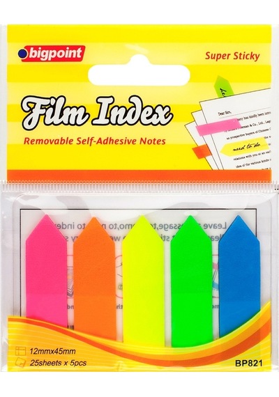 Bigpoint Yapışkanlı Film Index Ok 5 Renk 30'lu Paket