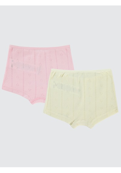 Civil Girls Kız Çocuk 2'li Boxer Set 2-10 Yaş Ekru - Pembe