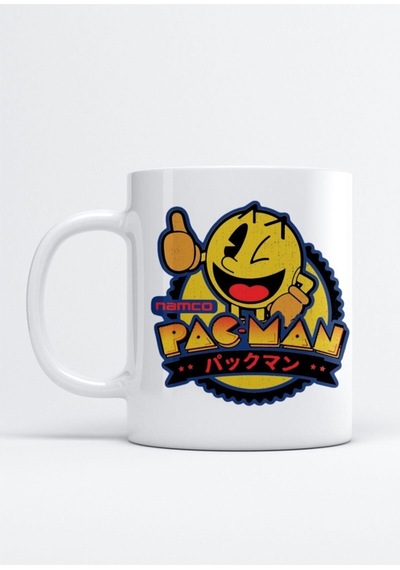 Pac-man Retro Baskılı Porselen Kupa Bardak Beyaz
