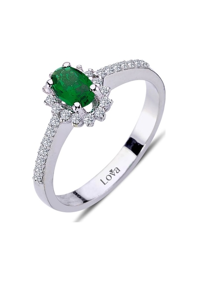 Lova Pırlantalı Oval Zümrüt Anturaj Yüzük - 1040086