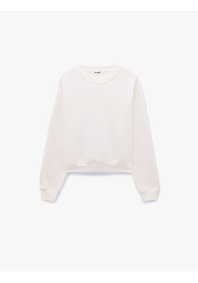 Koton Üç İplik Şardonlu Rahat Kalıp Uzun Kollu Bisiklet Yaka Sweatshirt Ekru 7wal10047ık